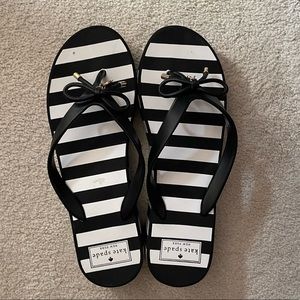 Black & White Striped Platform Sandals